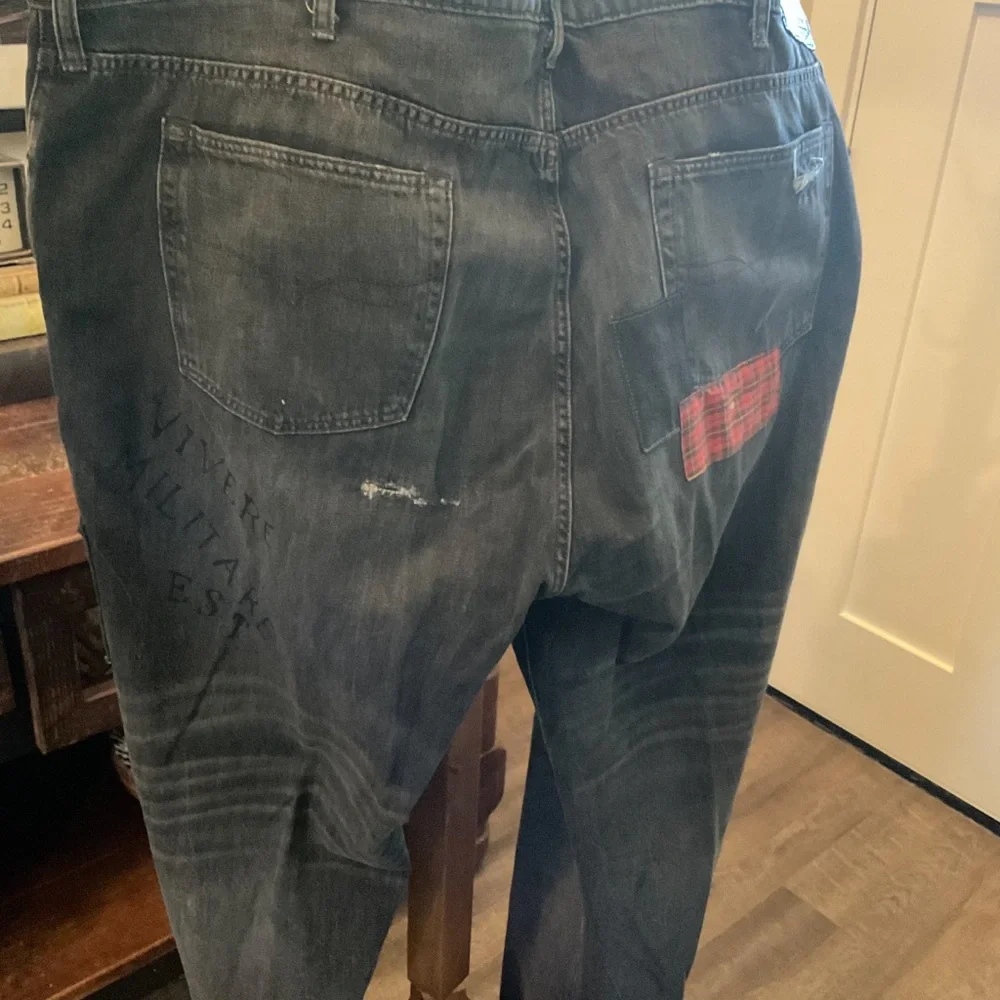 Polo by Ralph Lauren Distressed Patchwork Black Straight Jeans - Picture 3 of 6